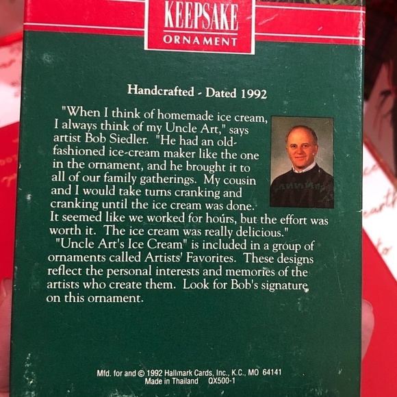 HALLMARK Keepsake Uncle Art's Ice Cream Ornament Vintage 1992 - Picture 5 of 9